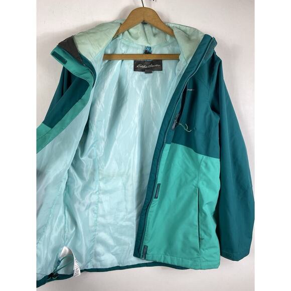 Eddie Bauer Jacket Weatheredge Plus Womens Size Large Full Zip Hooded Green - Picture 8 of 14
